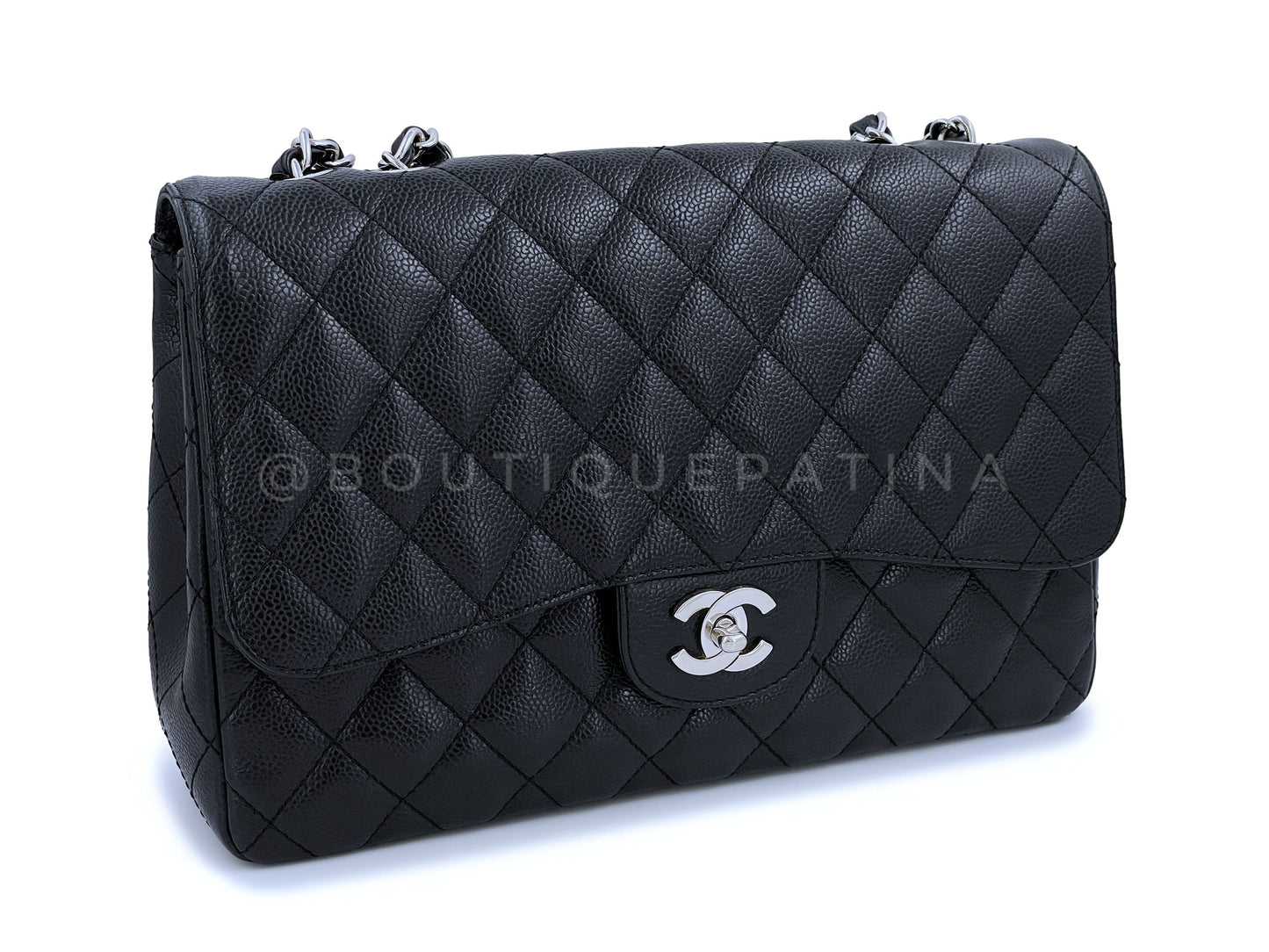 Chanel Black Caviar Jumbo Classic Flap Bag SHW