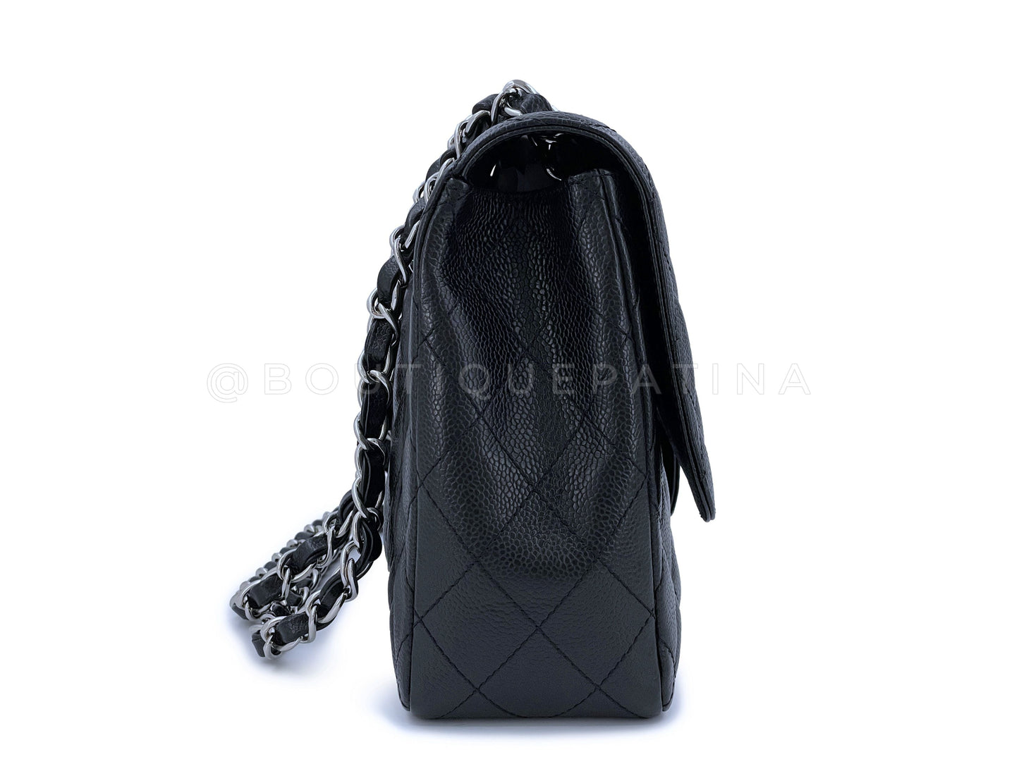 Chanel Black Caviar Jumbo Classic Flap Bag SHW
