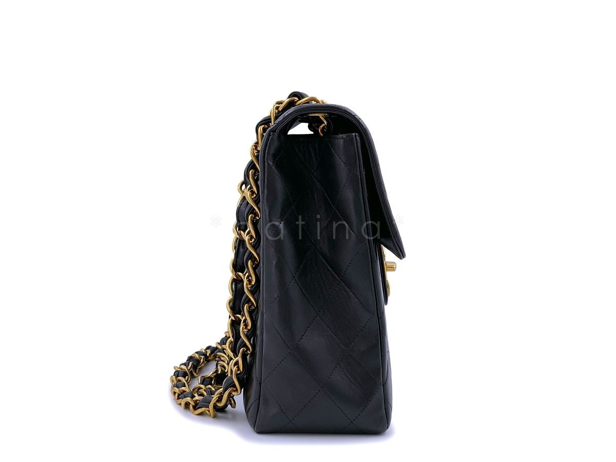 Chanel Vintage Black Jumbo Classic Flap Bag 24k GHW
