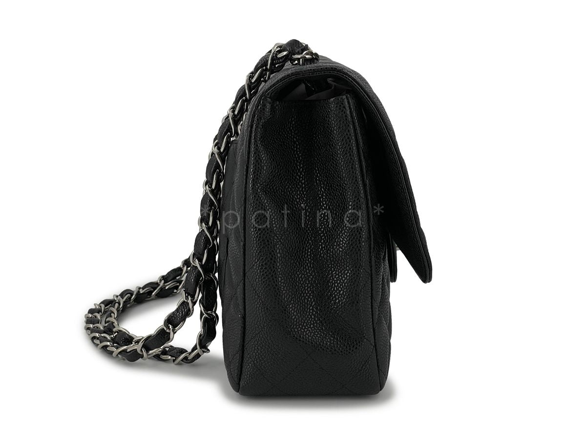 Chanel Black Caviar Jumbo Classic Flap Bag SHW