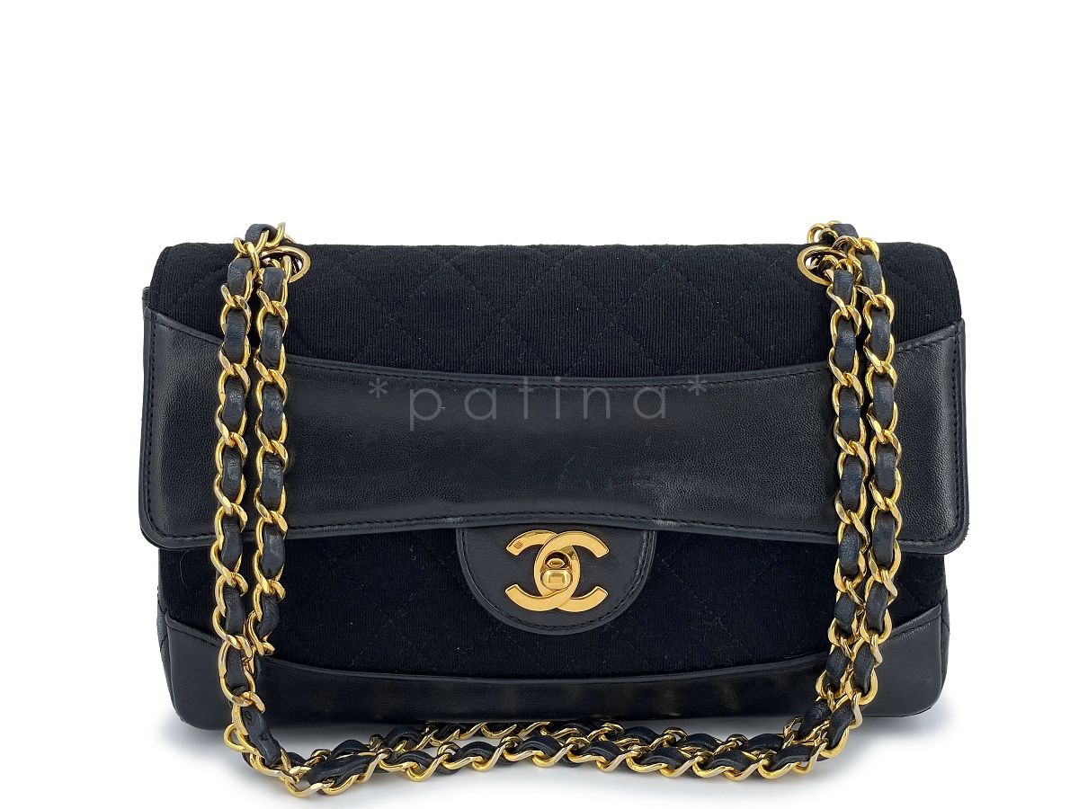 Chanel Vintage Classic Flap Bag Leather/Canvas w Wallet 24k GHW
