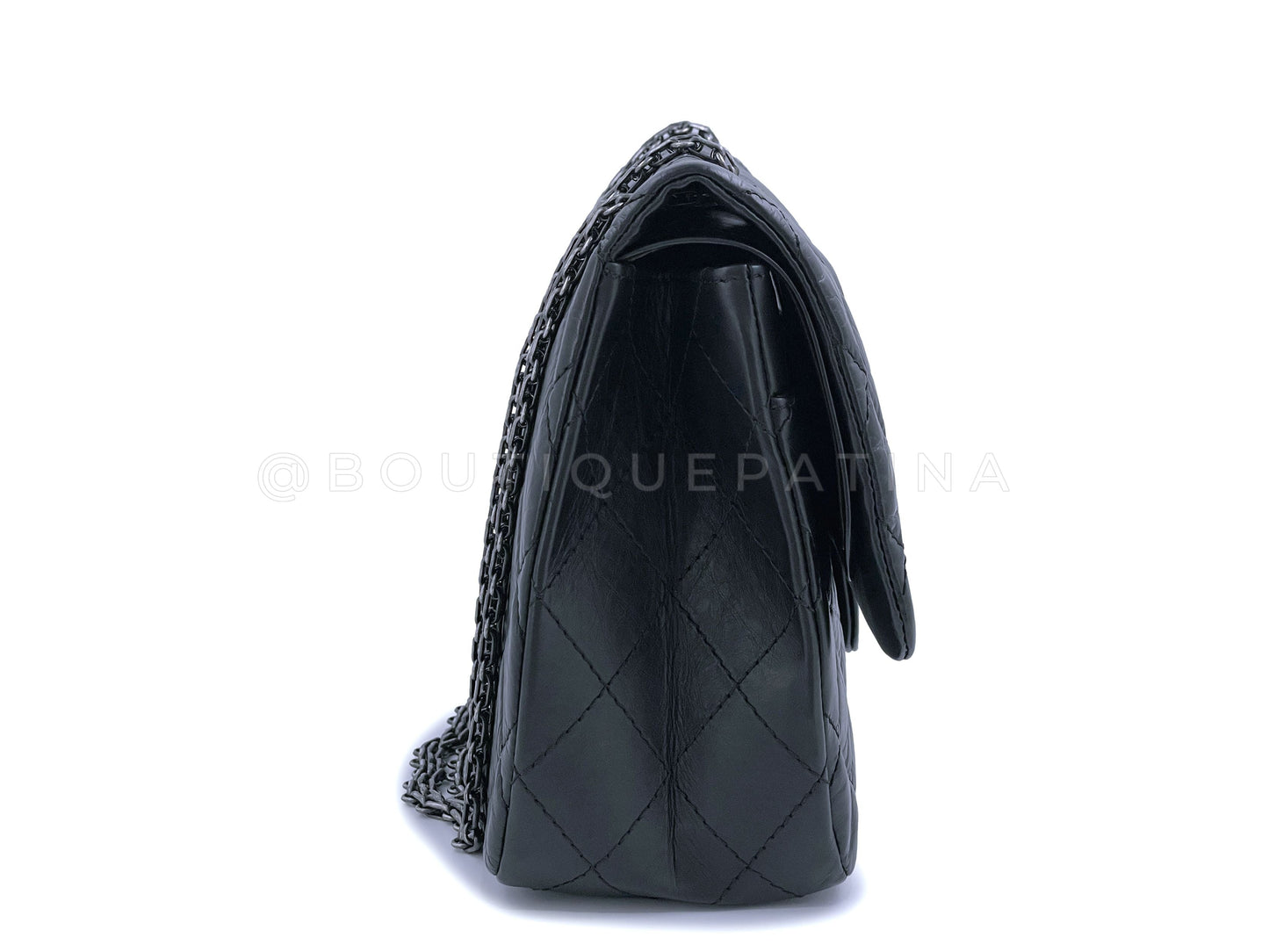 Pristine Chanel Black 2.55 Reissue Double Flap Bag 227 Jumbo Large RHW