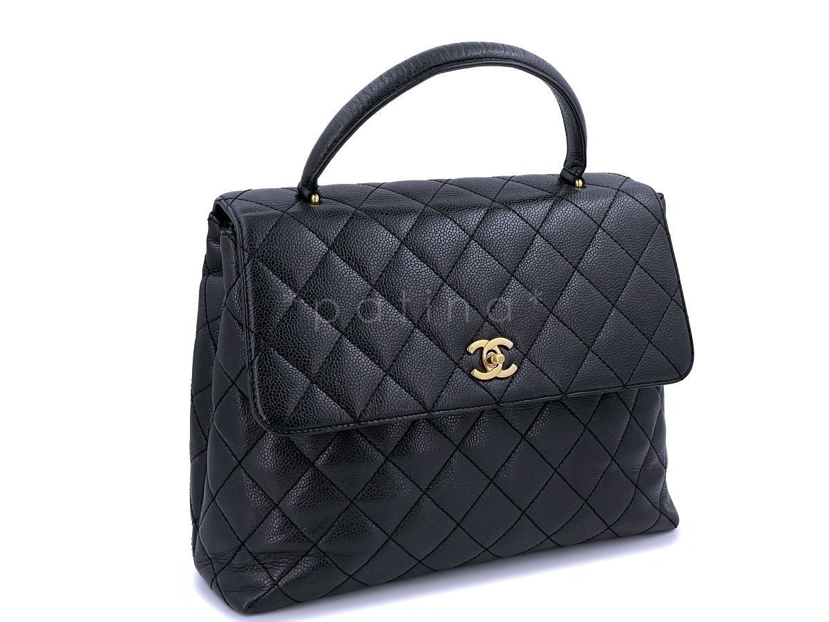 Chanel Vintage Black Caviar Kelly Top Handle Bag 24k GHW
