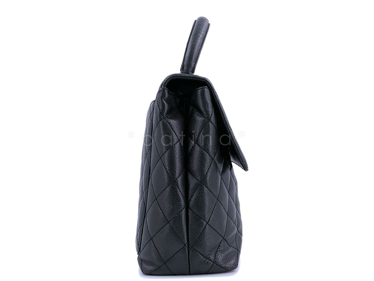 Chanel Vintage Black Caviar Kelly Top Handle Bag 24k GHW