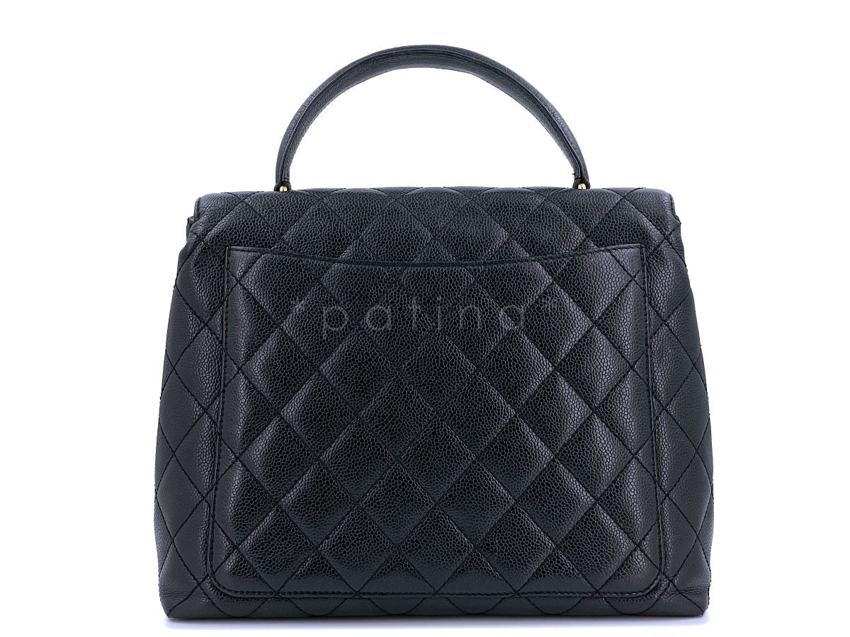 Chanel Vintage Black Caviar Kelly Top Handle Bag 24k GHW