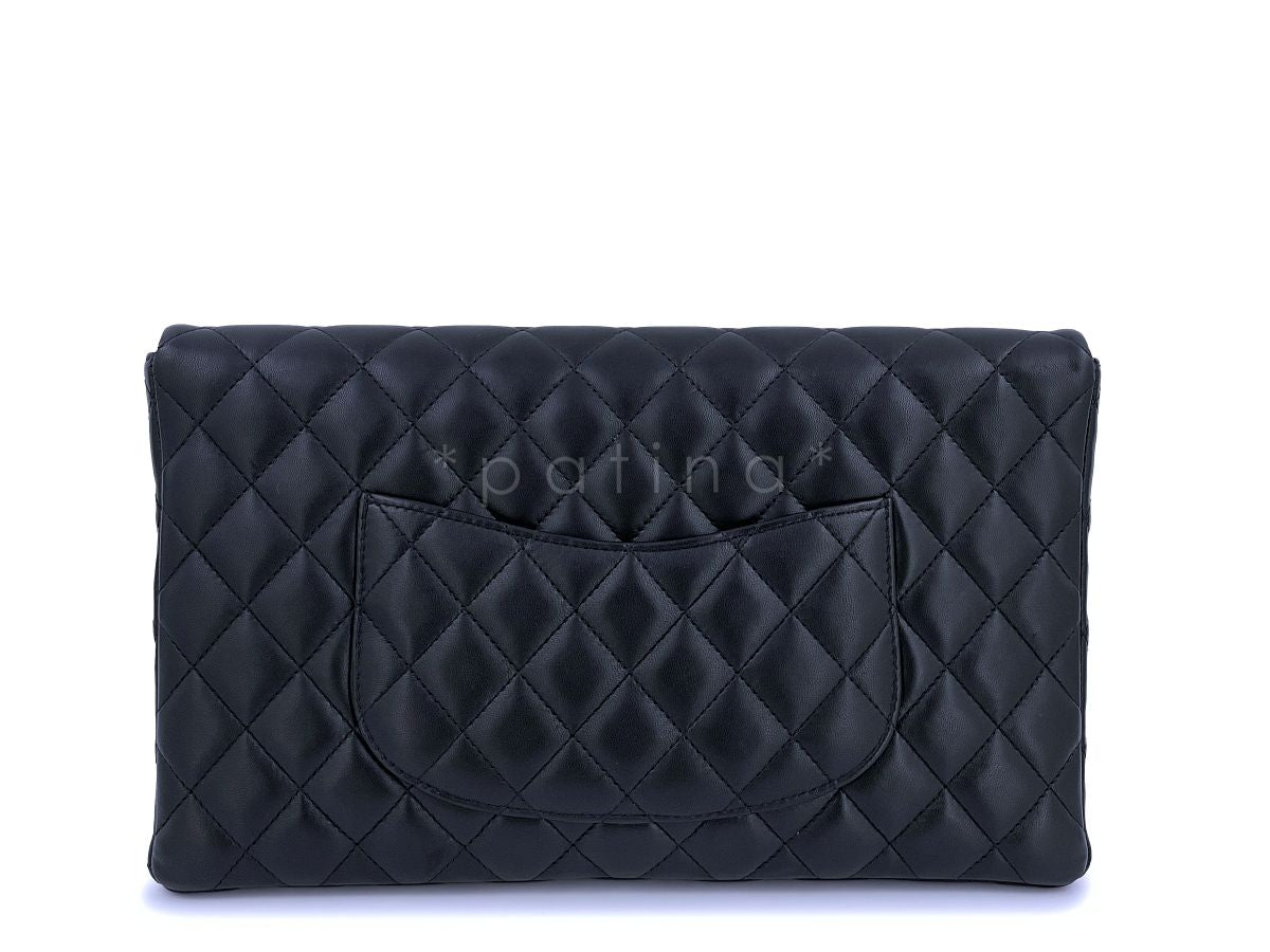 Chanel Black Lambskin Timeless Classic Clutch Bag GHW