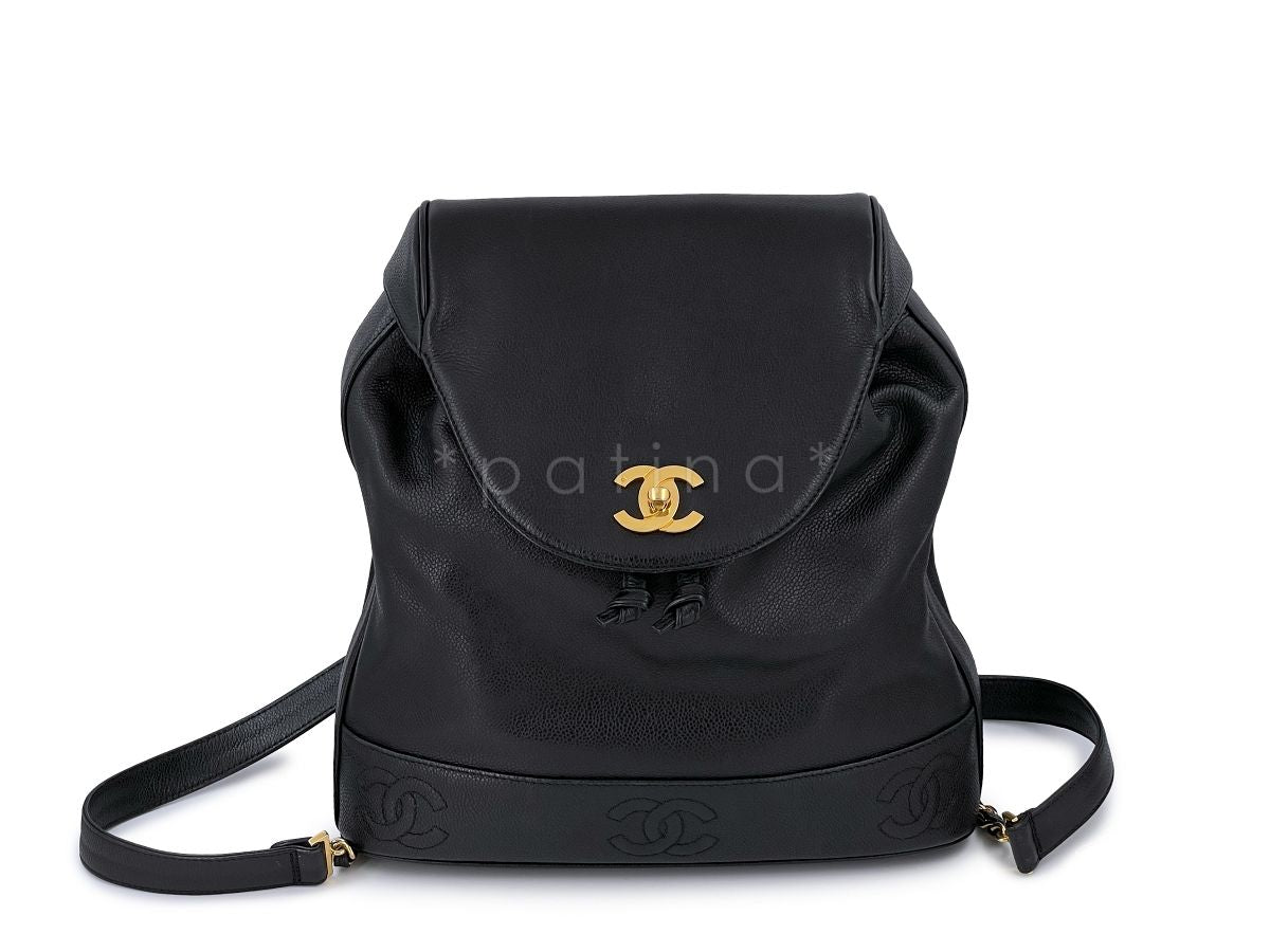 Chanel Vintage Black Caviar Backpack Bag 24k GHW