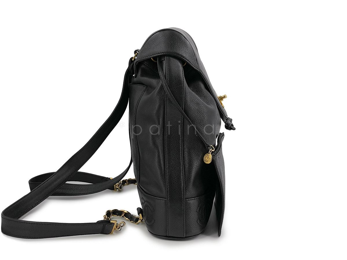 Chanel Vintage Black Caviar Backpack Bag 24k GHW