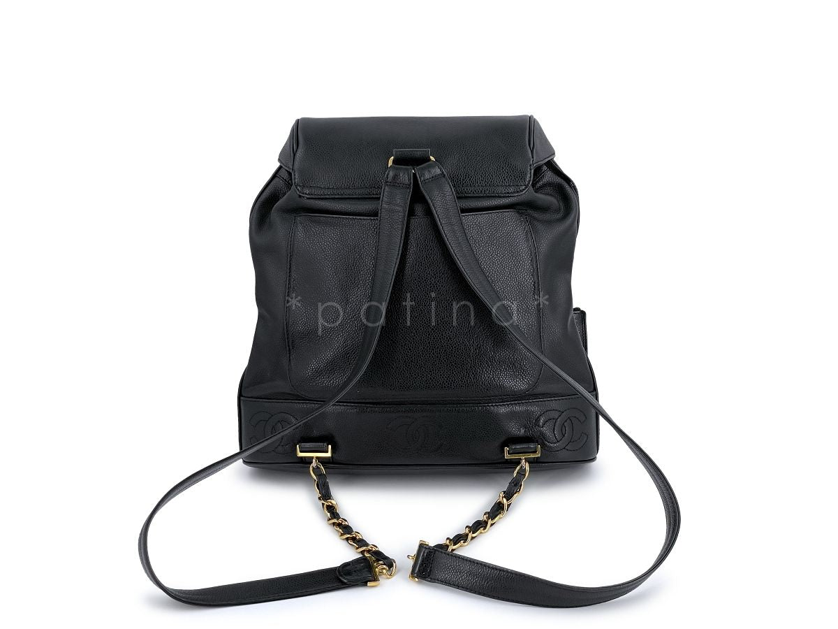 Chanel Vintage Black Caviar Backpack Bag 24k GHW