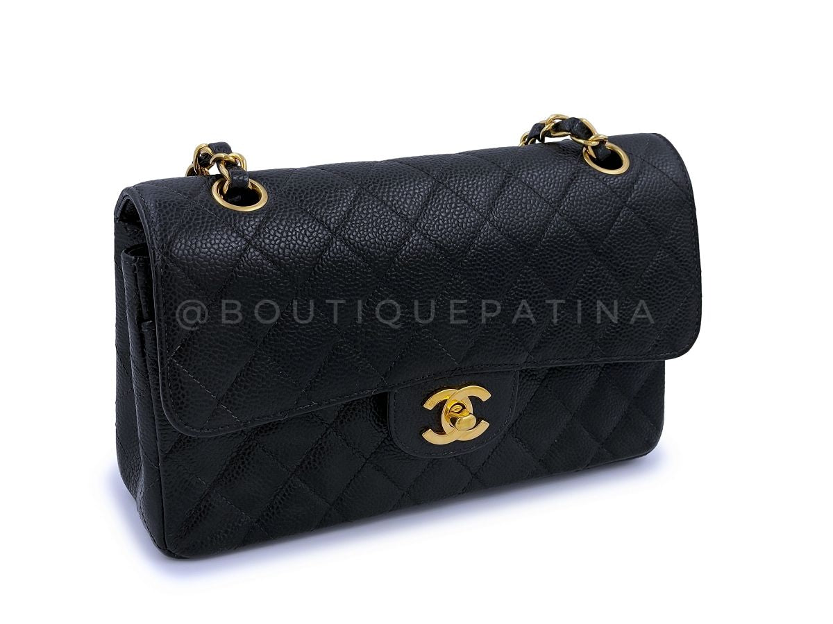 Chanel Vintage Black Caviar Small Classic Double Flap Bag 24k GHW