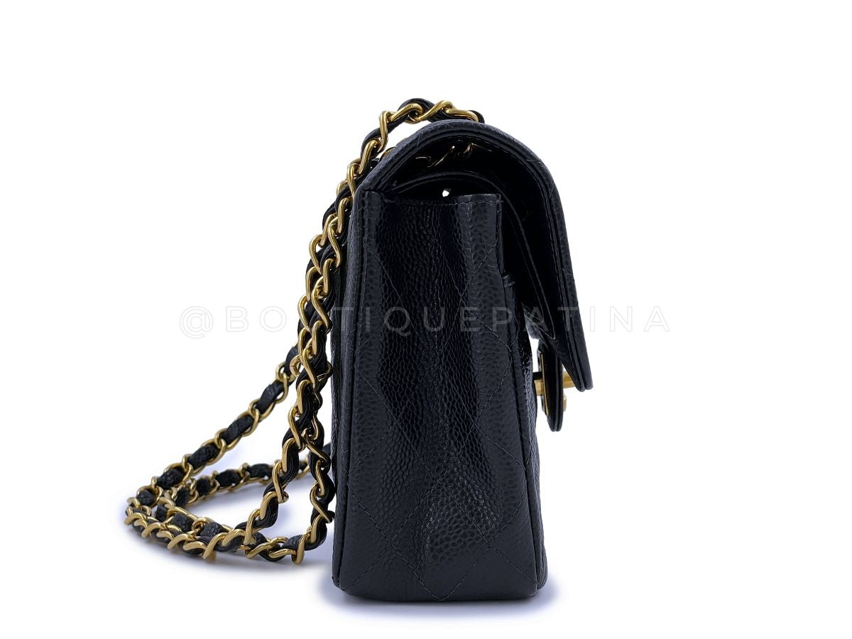 Chanel Vintage Black Caviar Small Classic Double Flap Bag 24k GHW