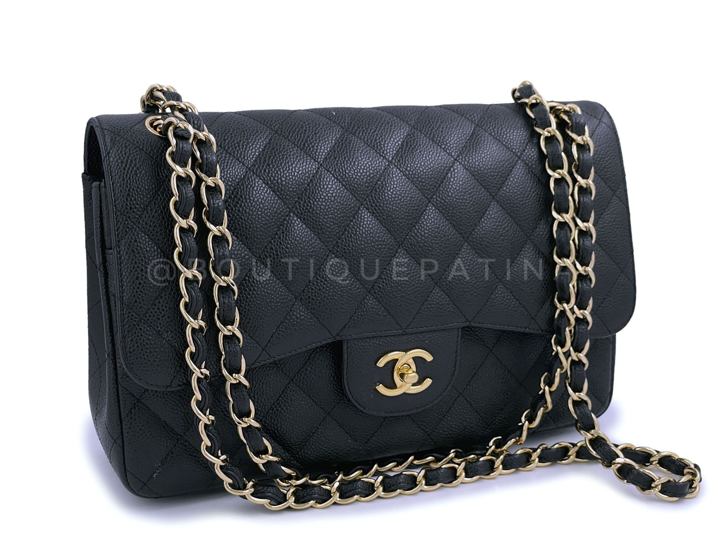 Pristine Chanel Black Caviar Jumbo Classic Double Flap Bag GHW
