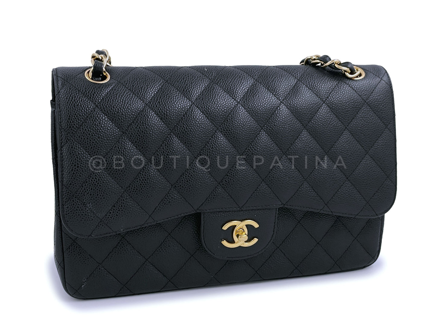 Pristine Chanel Black Caviar Jumbo Classic Double Flap Bag GHW