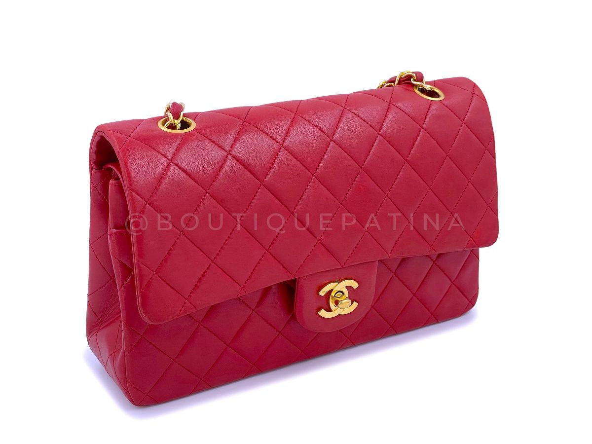 Chanel Vintage 1989 Red Medium Classic Flap Bag 24k GHW
