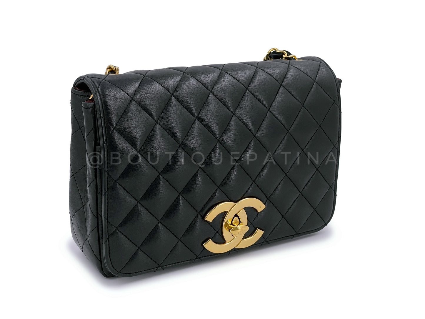 Chanel Vintage Quilted Classic Full Flap Bag 24k GHW Black Lambskin