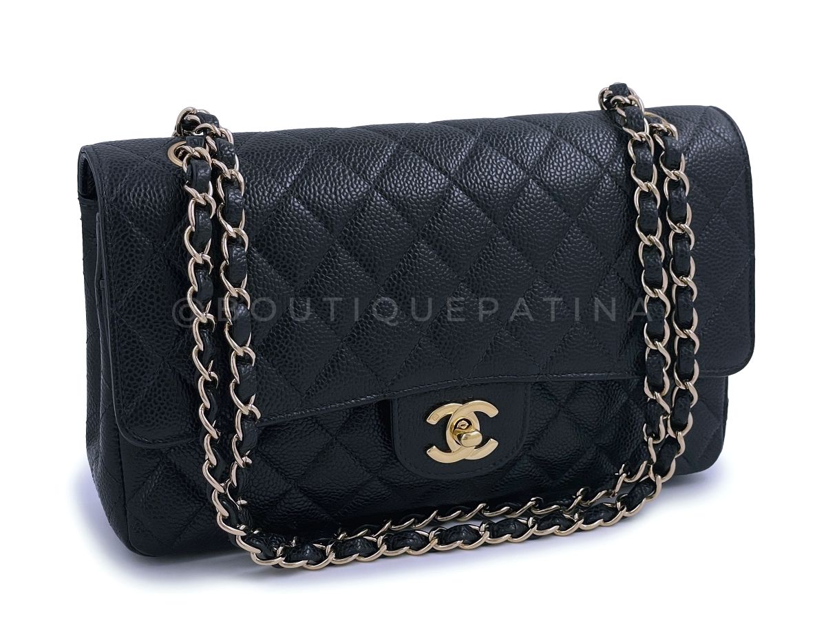 Chanel Vintage 2002 Black Caviar Medium Classic Double Flap Bag 24k GHW