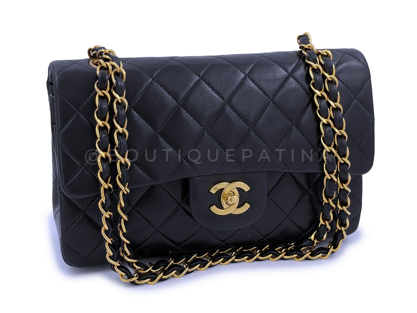 Chanel 1995 Vintage Black Small Classic Double Flap Bag 24k GHW Lambskin