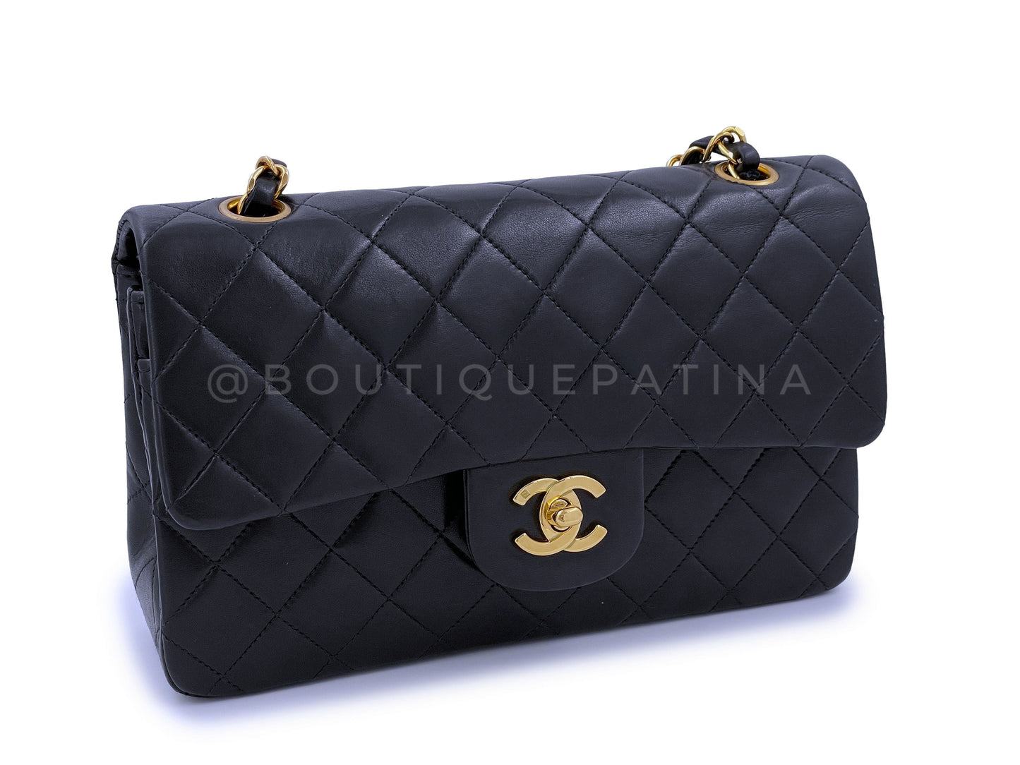 Chanel 1995 Vintage Black Small Classic Double Flap Bag 24k GHW Lambskin