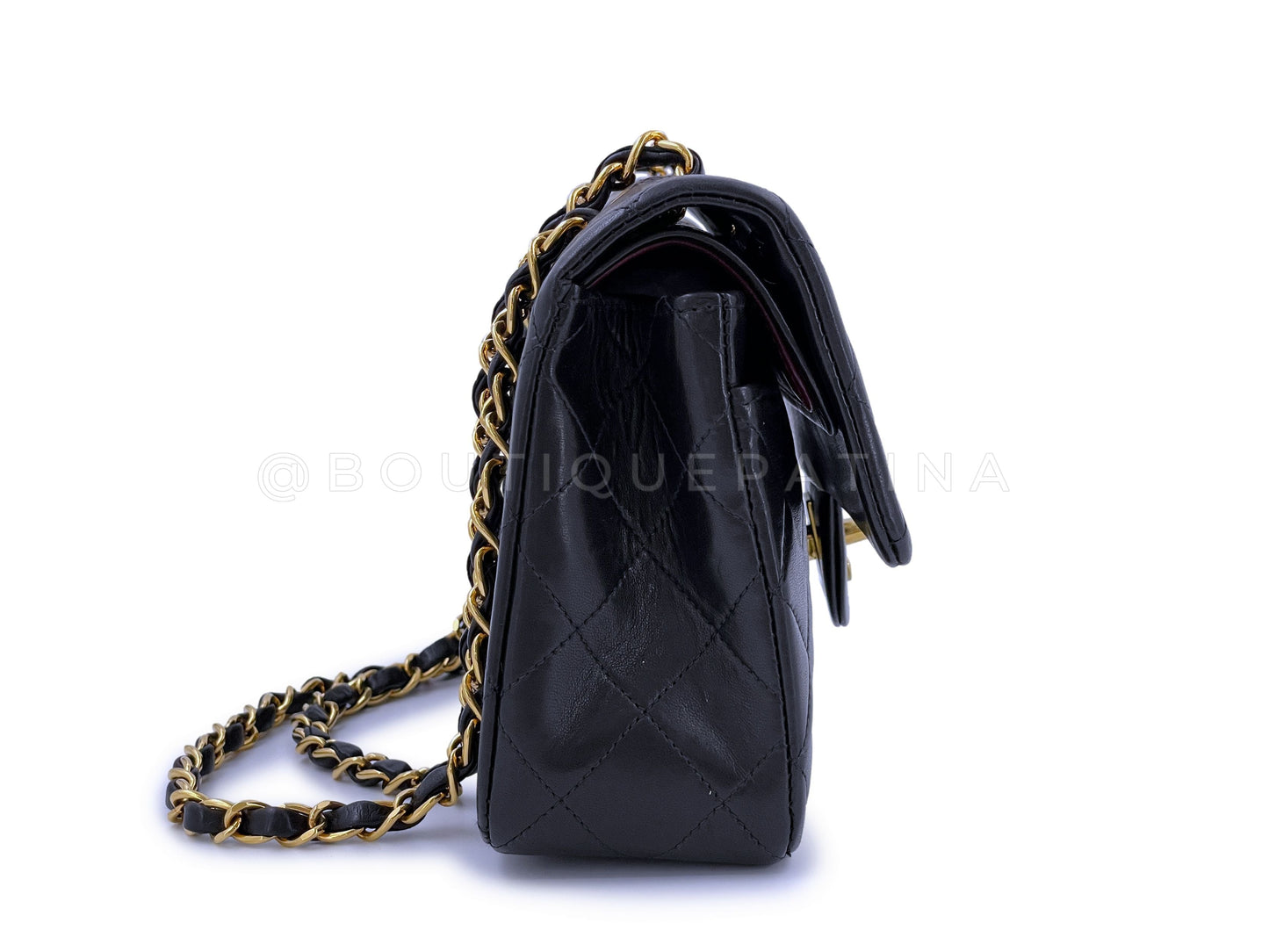 Chanel 1995 Vintage Black Small Classic Double Flap Bag 24k GHW Lambskin