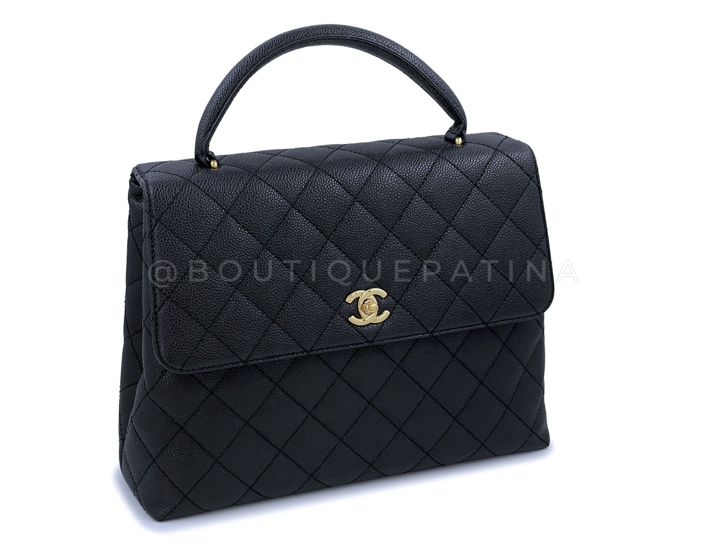Chanel Vintage Black Caviar Classic Kelly Tote Bag 24k GHW