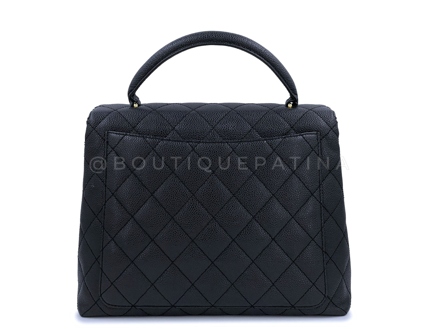 Chanel Vintage Black Caviar Classic Kelly Tote Bag 24k GHW