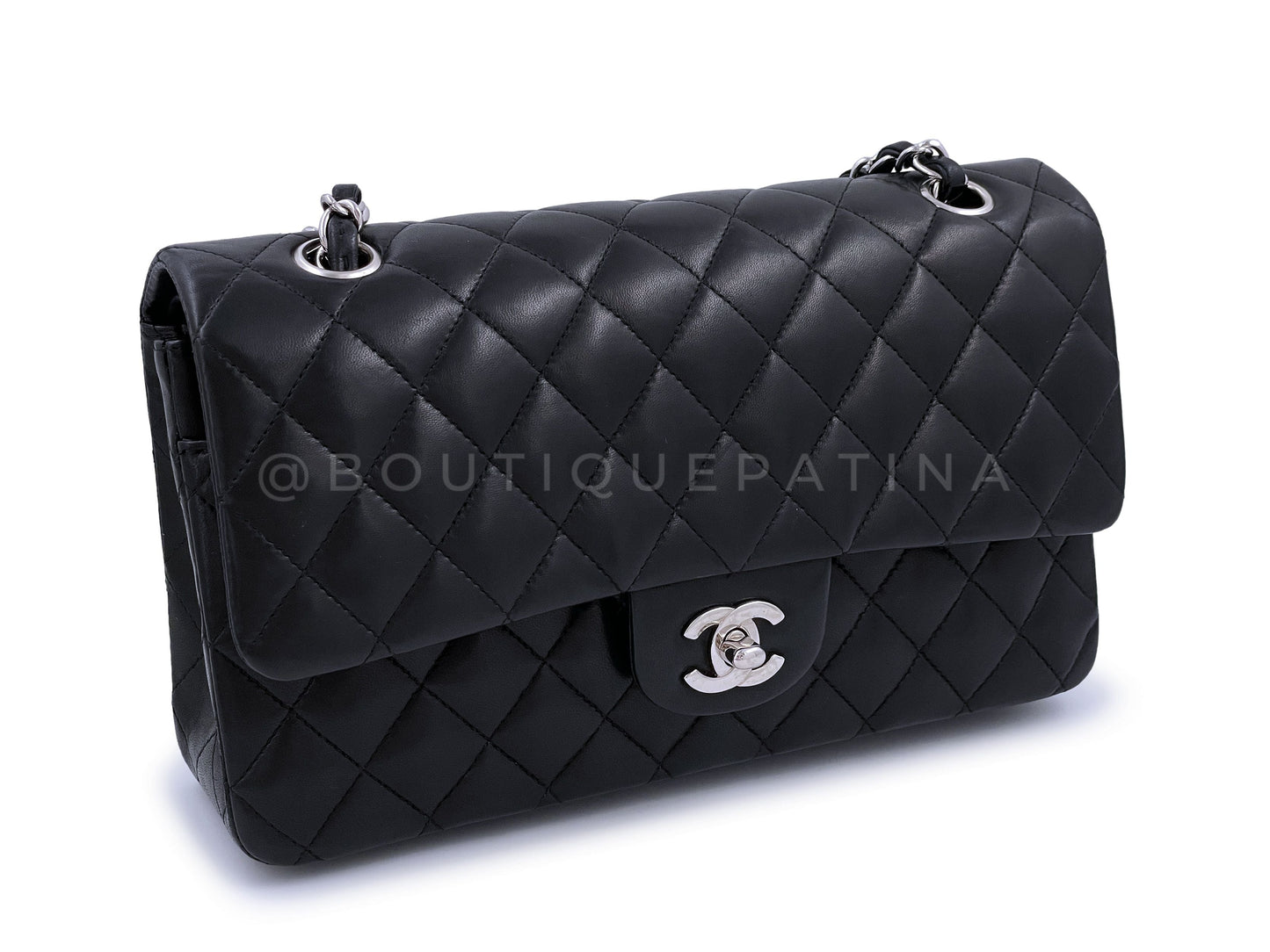 Pristine Chanel Vintage Black Medium Classic Double Flap Bag SHW Lambskin 2LS