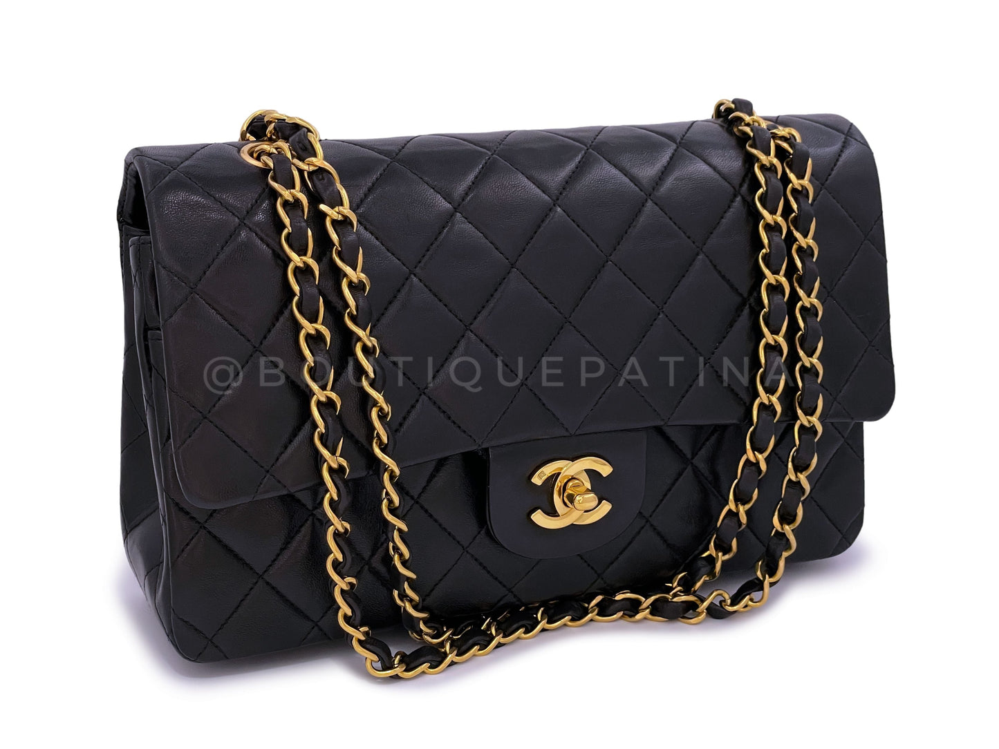 Chanel 1994 Vintage Black Medium Classic Double Flap Bag 24k GHW Lambskin