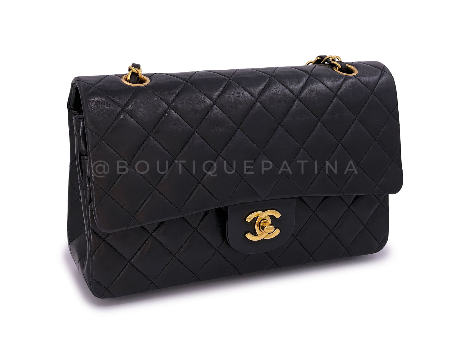 Chanel 1994 Vintage Black Medium Classic Double Flap Bag 24k GHW Lambskin