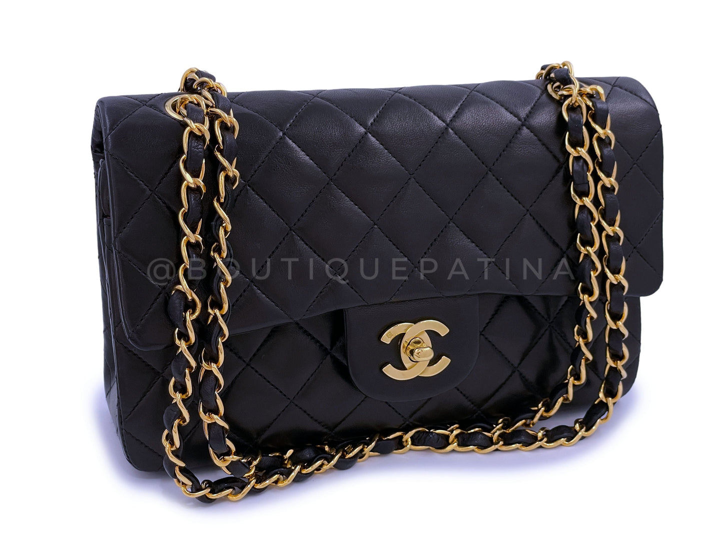 Chanel 1994 Vintage Black Small Classic Double Flap Bag 24k GHW Lambskin