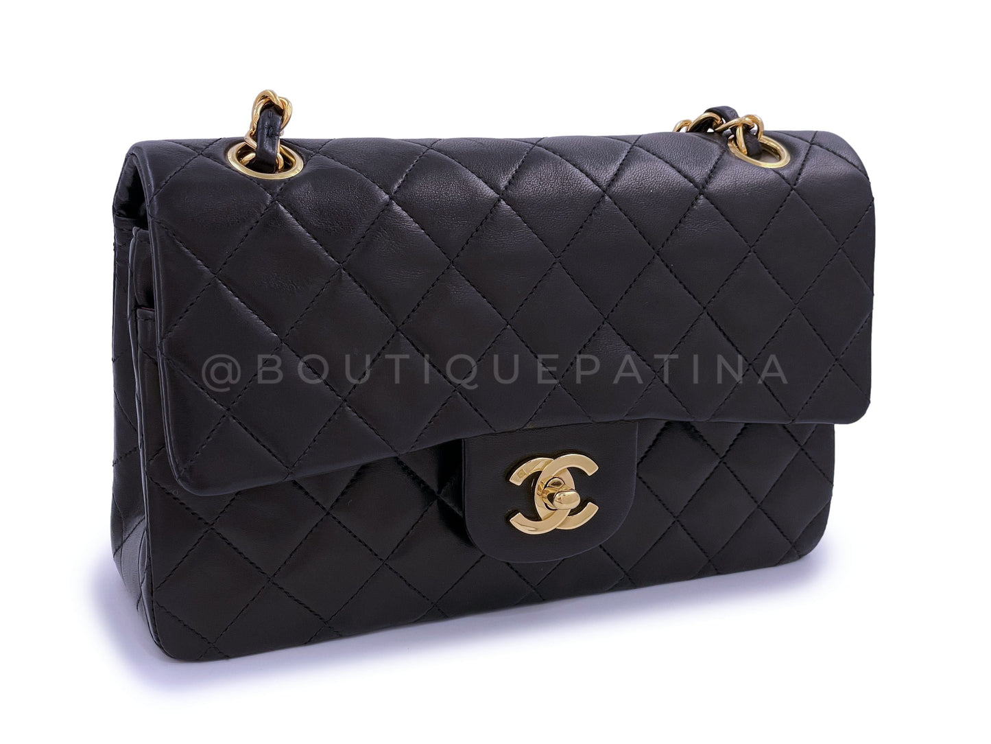 Chanel 1994 Vintage Black Small Classic Double Flap Bag 24k GHW Lambskin