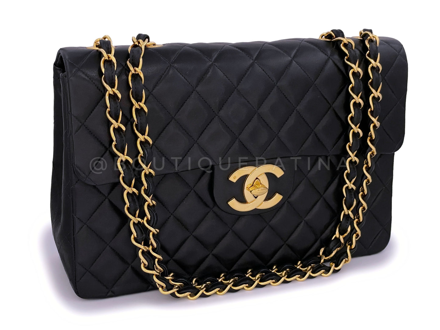Chanel 1995 Vintage Black Maxi "Jumbo XL" Flap Bag 24k GHW FTD