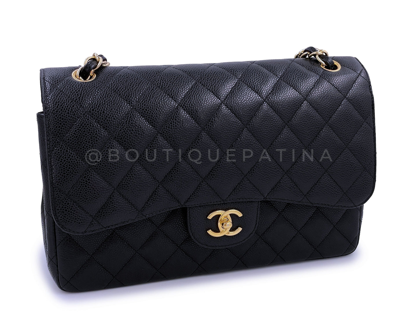 Pristine Chanel Black Caviar Jumbo Classic Double Flap Bag GHW