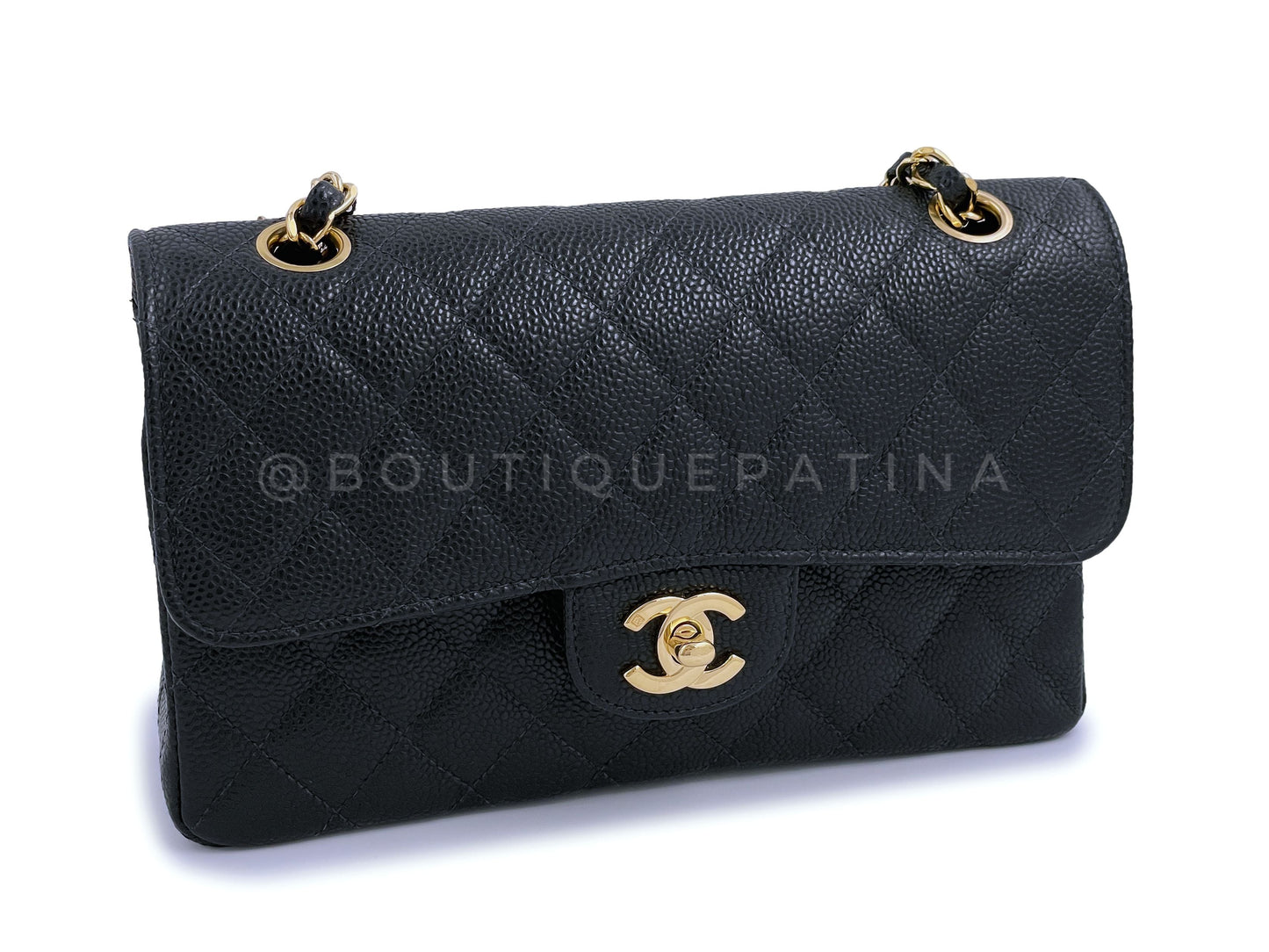 Chanel Vintage 2003 Black Caviar Small Classic Double Flap Bag 24k GHW