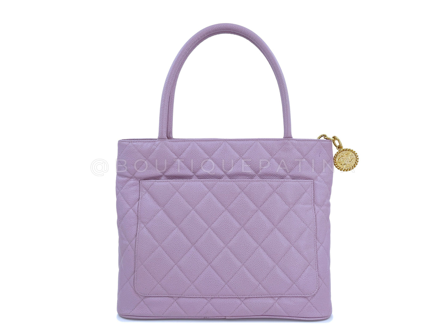 Chanel Violet Purple Caviar Medallion Shopper Tote Bag GHW