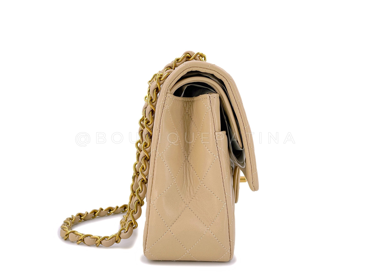 Chanel 1994 Vintage Beige Medium Classic Double Flap Bag 24k GHW