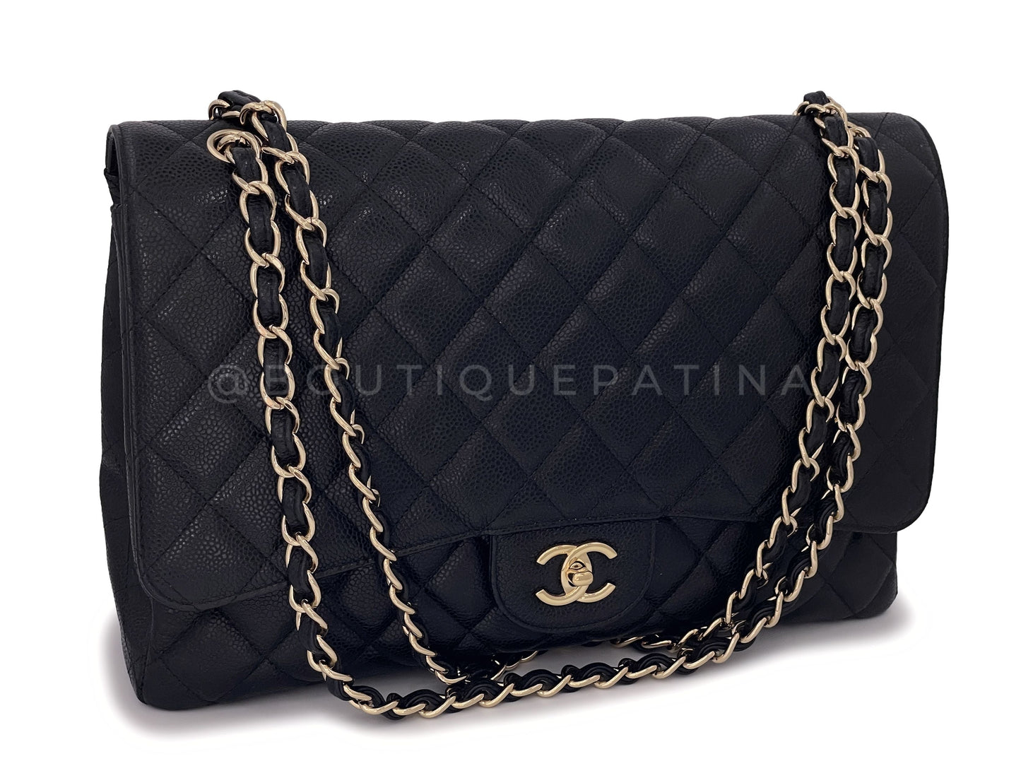 Chanel Black Caviar Maxi Classic Single Flap Bag GHW