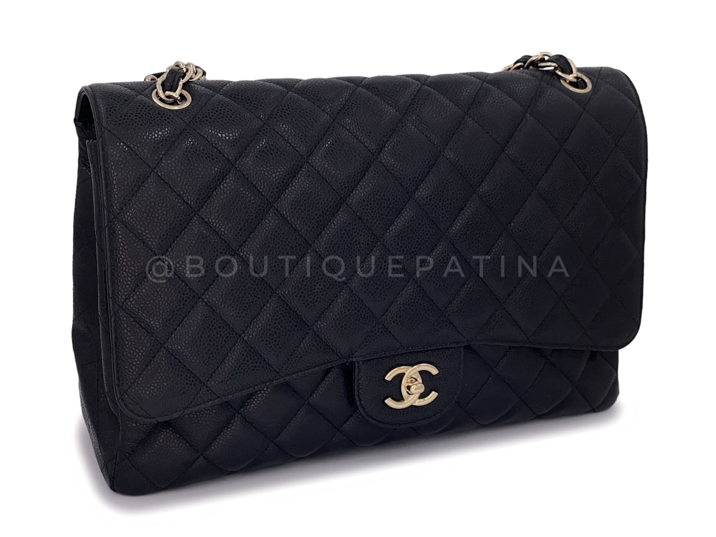 Chanel Black Caviar Maxi Classic Single Flap Bag GHW