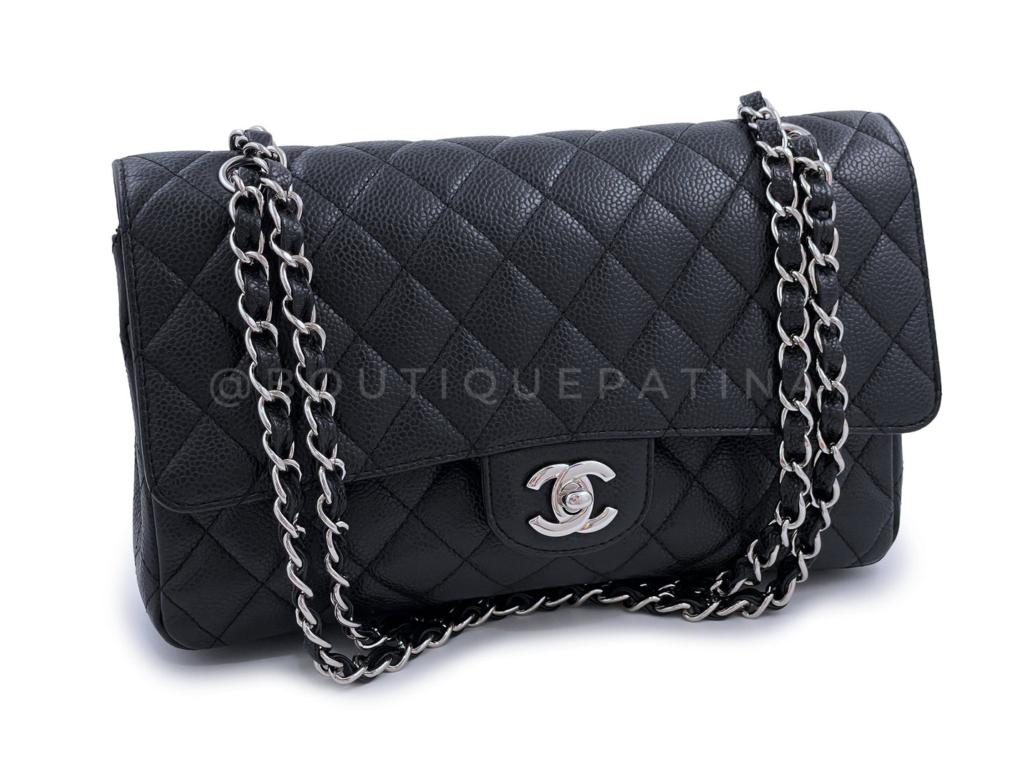 Chanel Black Caviar Medium Classic Double Flap Bag SHW