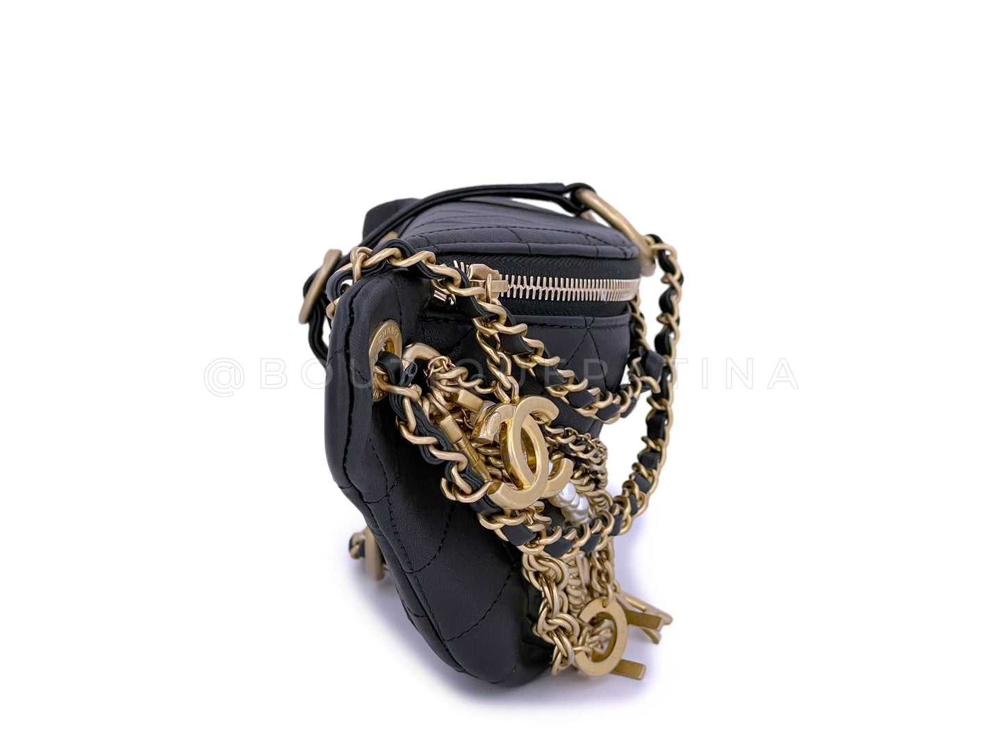 Limited 19A Chanel All About Chains Black XL Waist Bag Fanny Pack
