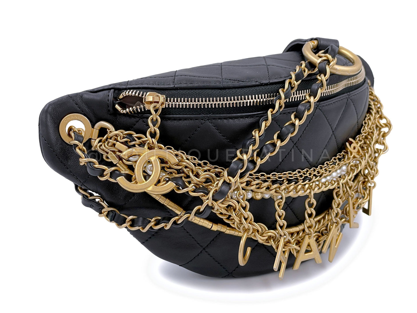Limited Chanel 19A All About Chains Waist Bag Fanny Pack Black