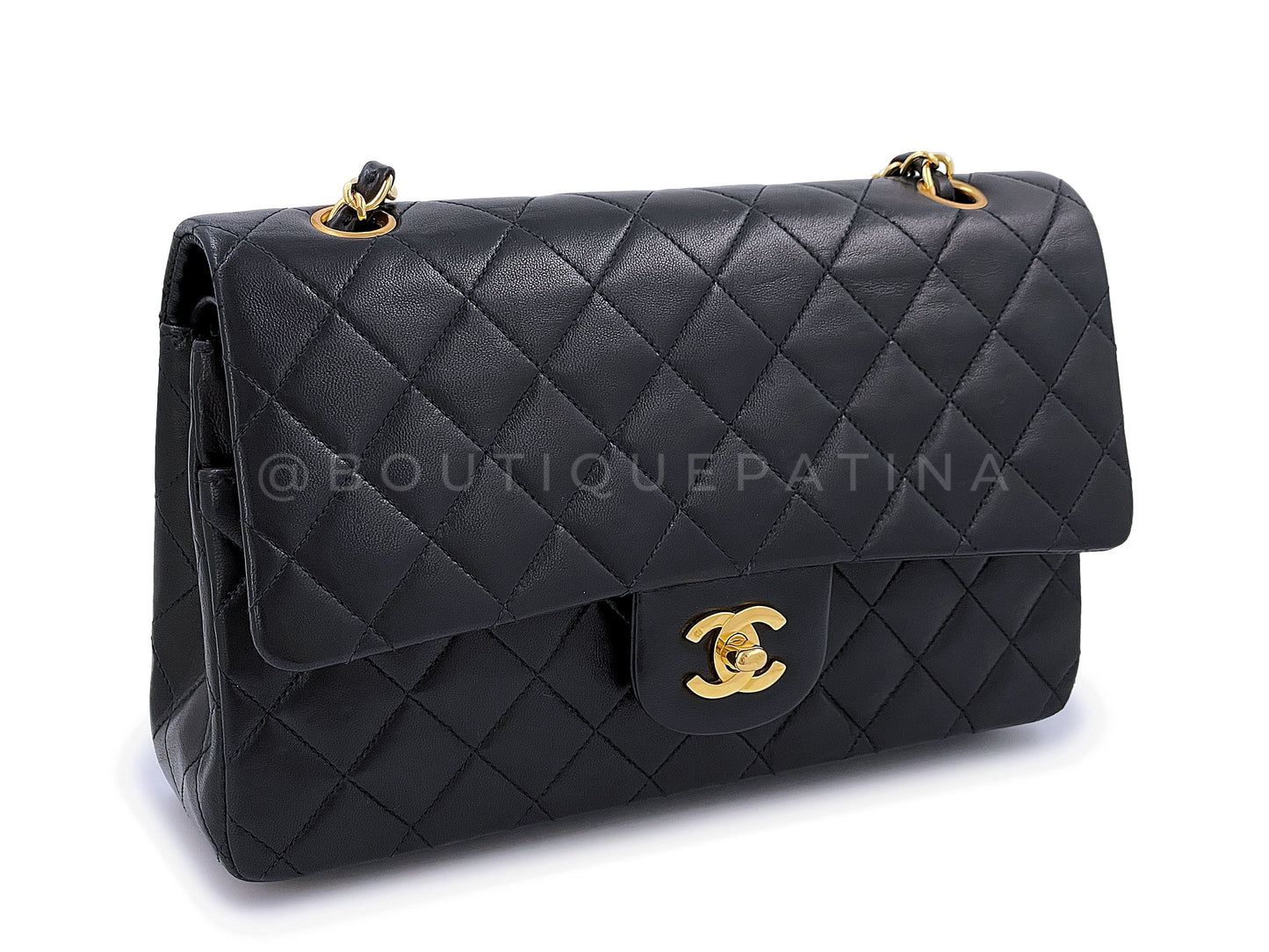 Chanel 1992 Vintage Black Medium Classic Double Flap Bag 24k GHW Lambskin