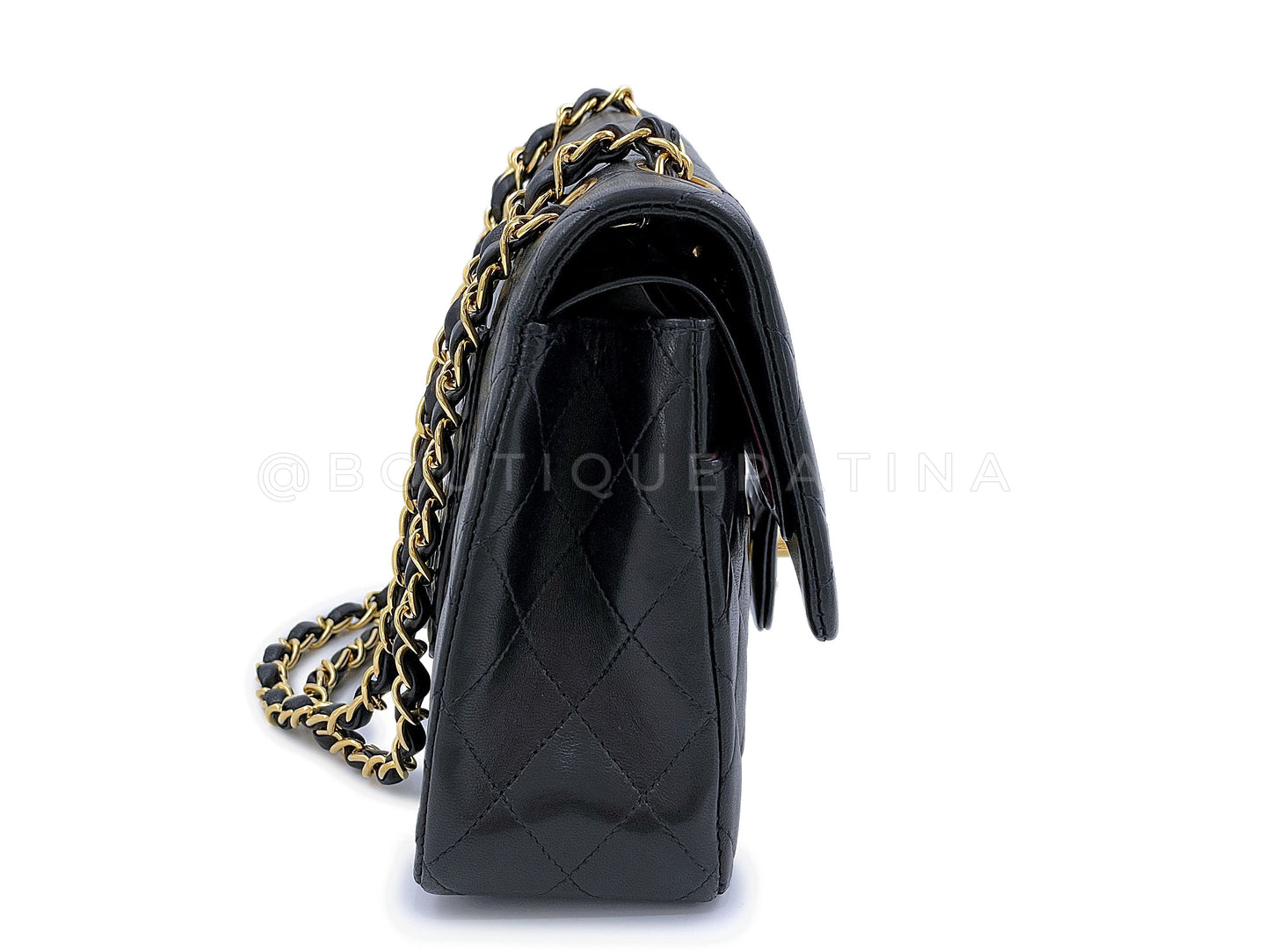 Chanel 1992 Vintage Black Medium Classic Double Flap Bag 24k GHW Lambskin