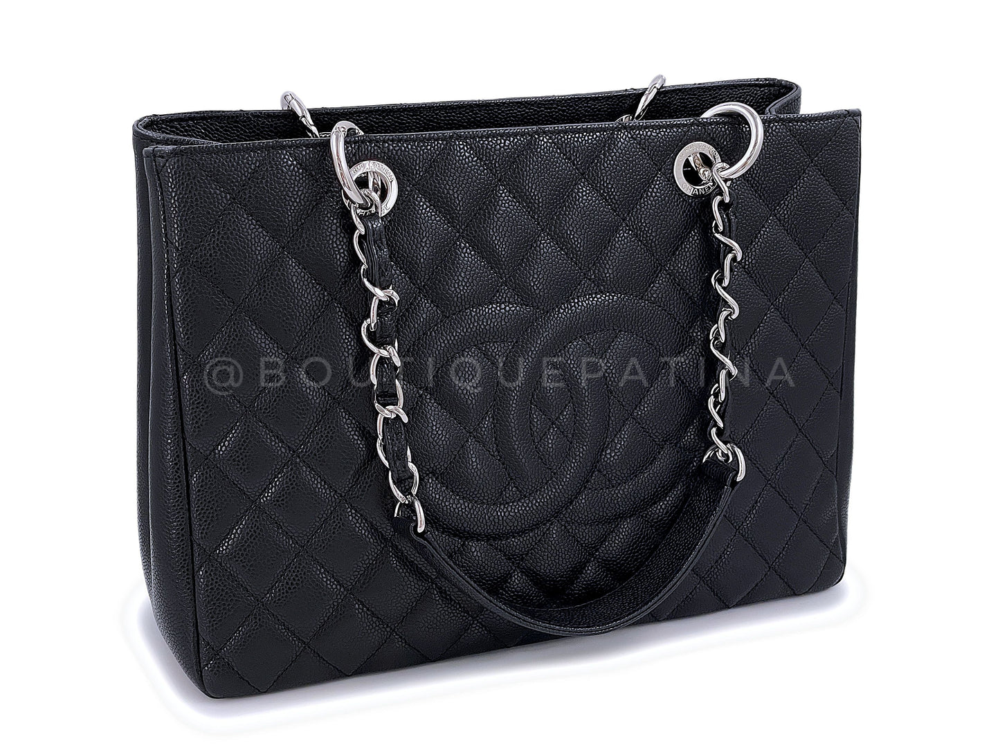 Pristine Chanel Black Caviar Grand Shopper Tote GST Bag SHW