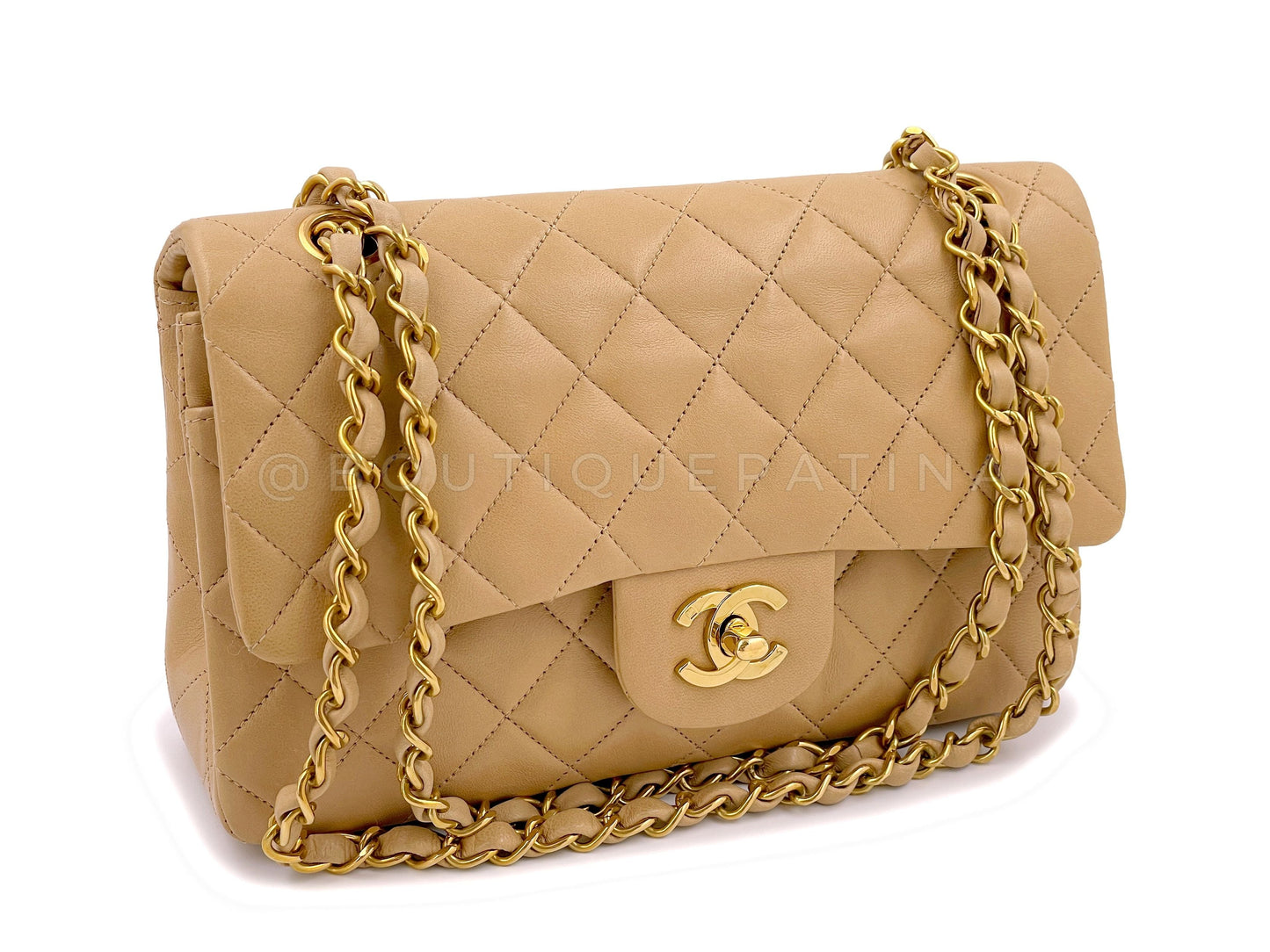 Chanel 1994 Vintage Beige Small Classic Double Flap Bag 24k GHW