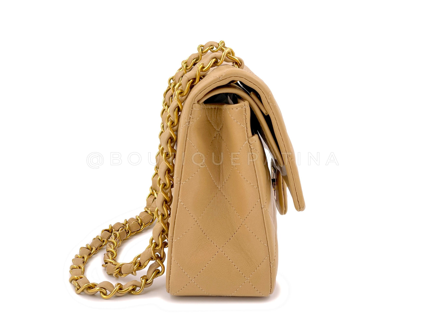Chanel 1994 Vintage Beige Small Classic Double Flap Bag 24k GHW
