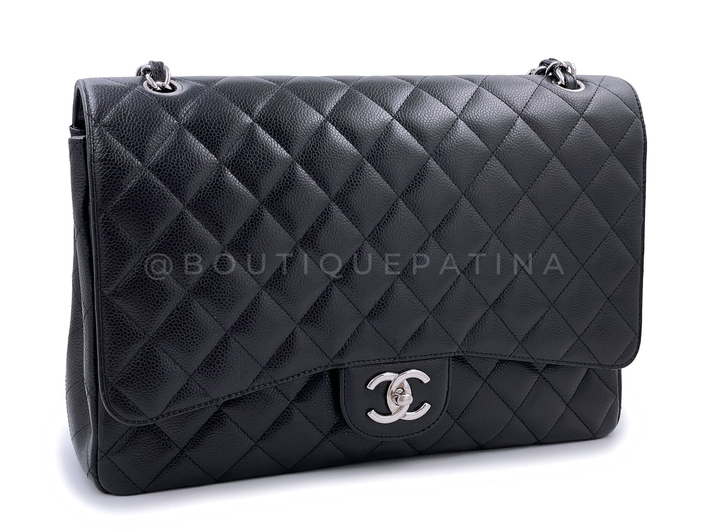 Chanel 2011 Vintage Black Caviar Maxi Double Flap Bag SHW