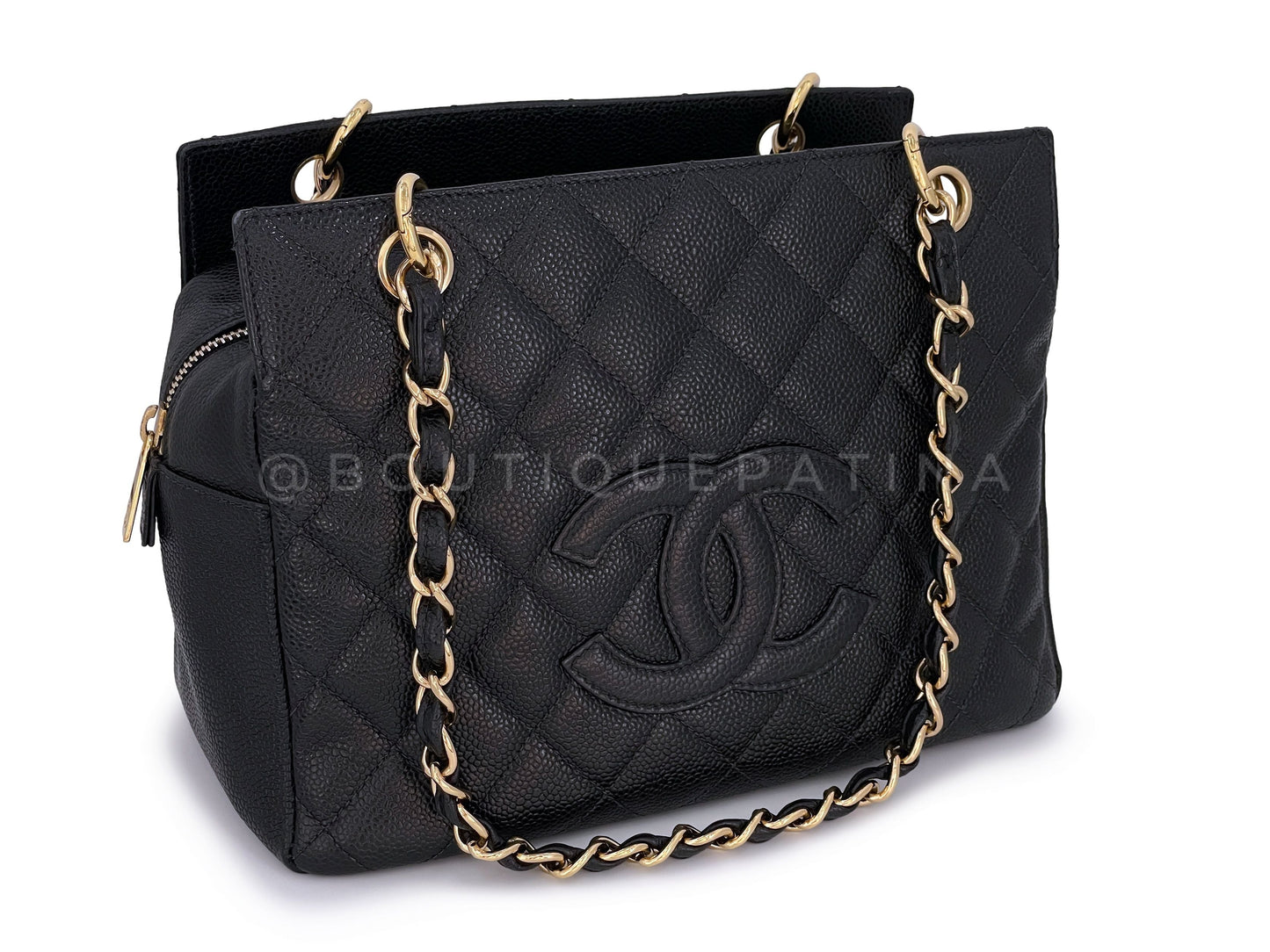 Chanel Vintage Caviar Petite Timeless Shopper Tote PTT Bag Black GHW