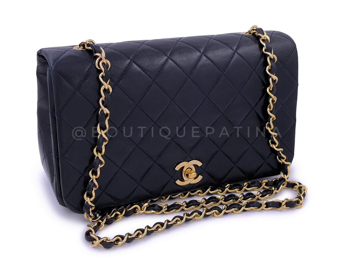Chanel Vintage Midnight Black Timeless Classic Full Flap Bag 24k GHW