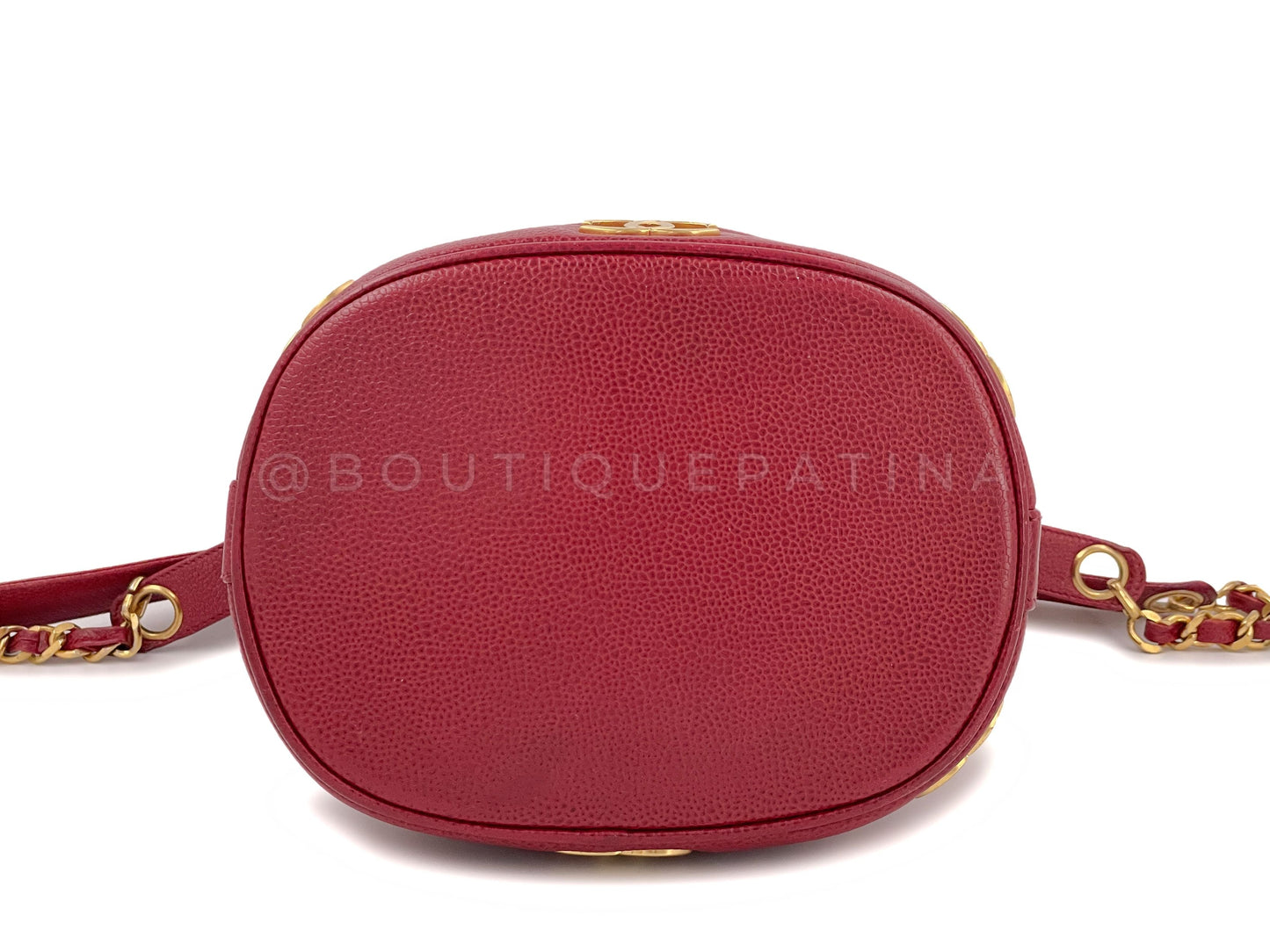 Chanel Vintage Red Caviar Small Bucket Drawstring Bag 24k GHW