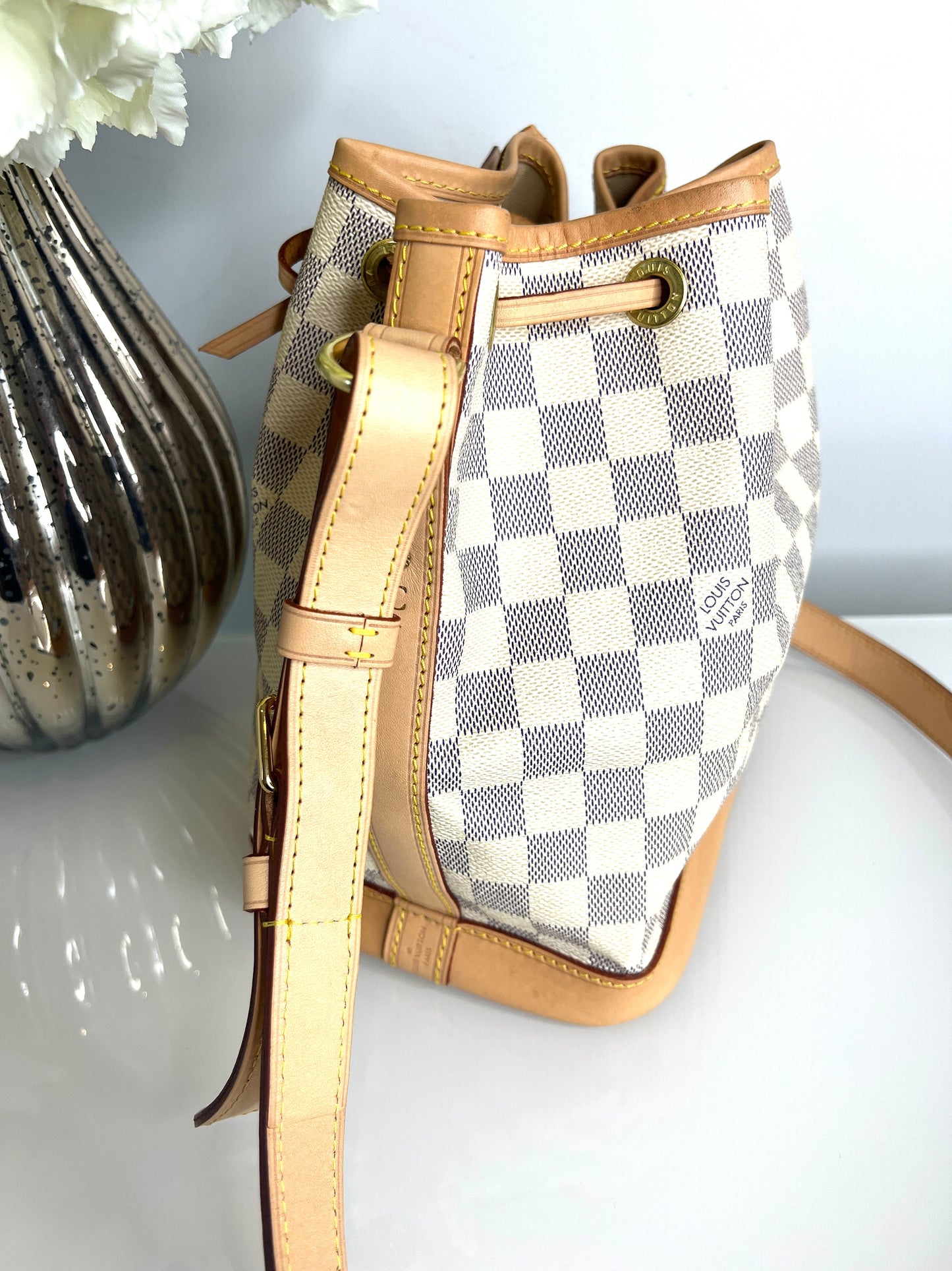 Louis Vuitton Preloved Noe BB Damier Azur Bucket Bag
